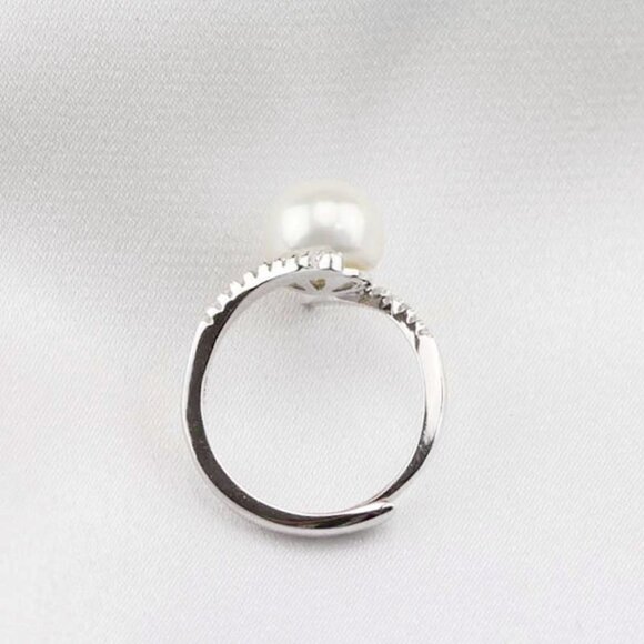 Sweet Beautiful Pearl CZ Twisted Anillos Elegant Silver Ring for Women, VIP562 - Picture 5 of 6